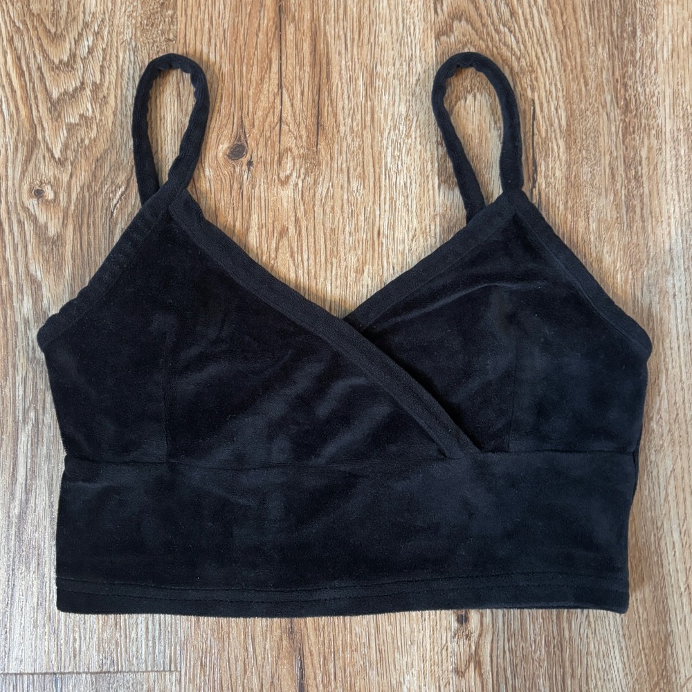 Black Velvet Cropped Tank Top